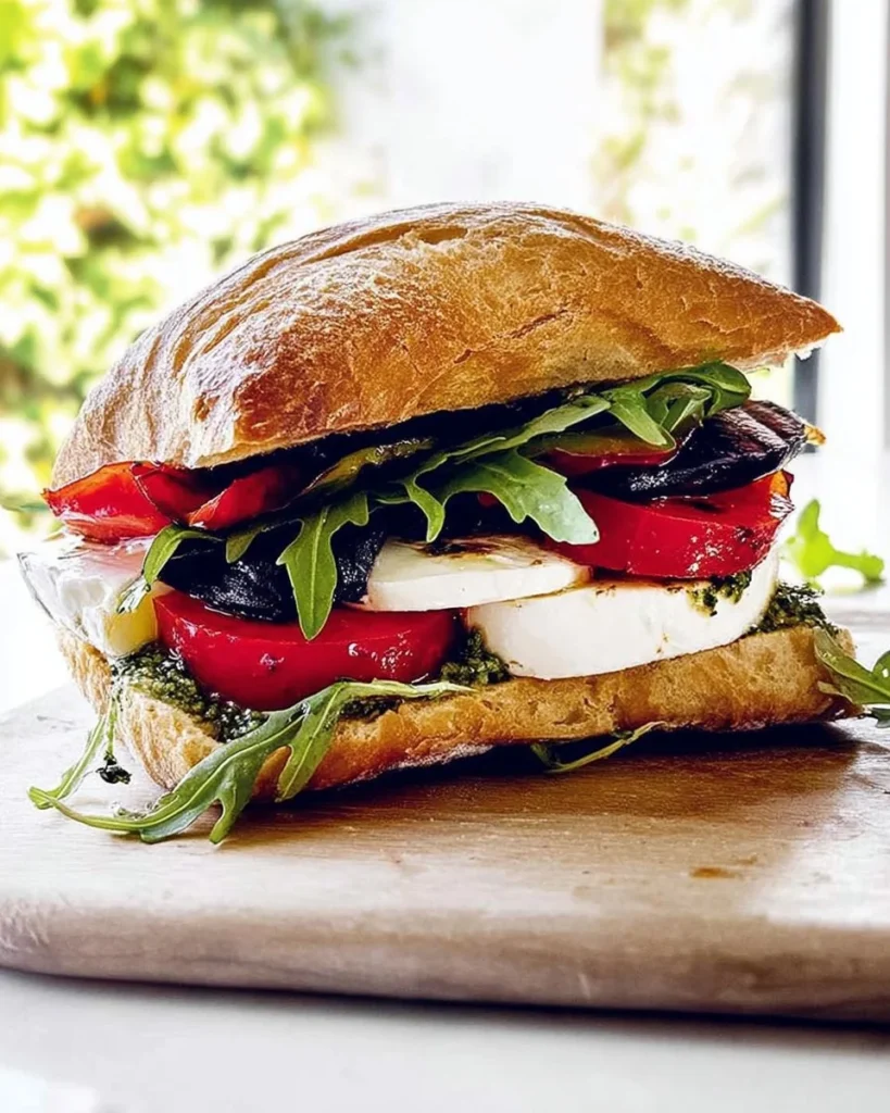 High-protein gluten-free Caprese sandwich with fresh mozzarella, tomatoes, and basil