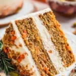 Delicious carrot cake cheesecake slice on a plate