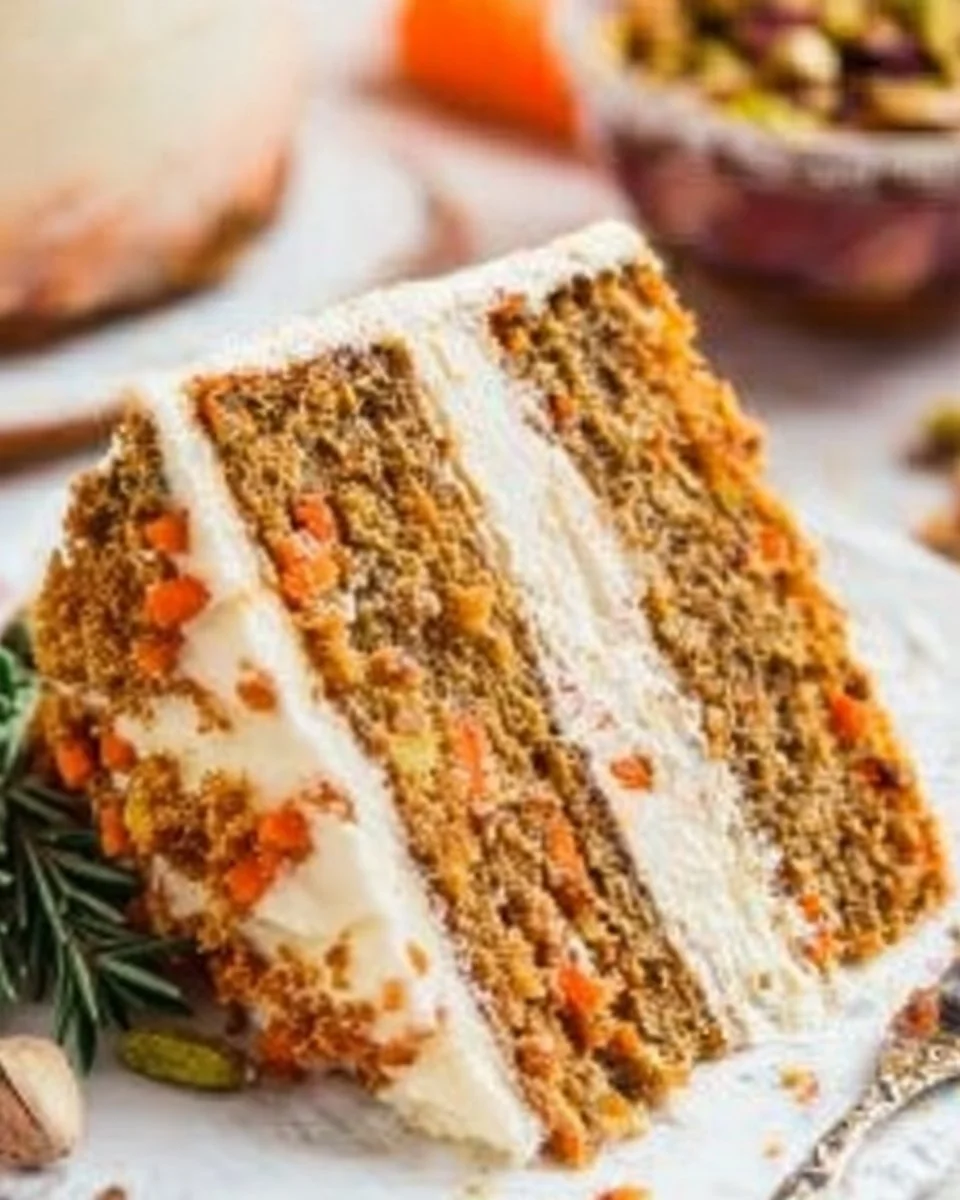 Delicious carrot cake cheesecake slice on a plate