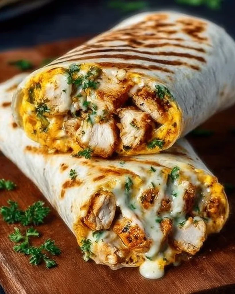Cheesy Garlic Chicken Wraps recipe for busy families, delicious and high in protein
