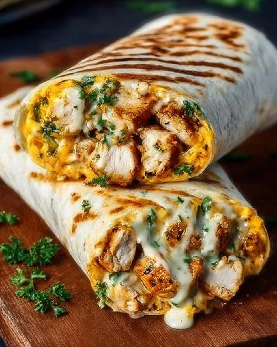 Cheesy Garlic Chicken Wraps recipe for busy families, delicious and high in protein