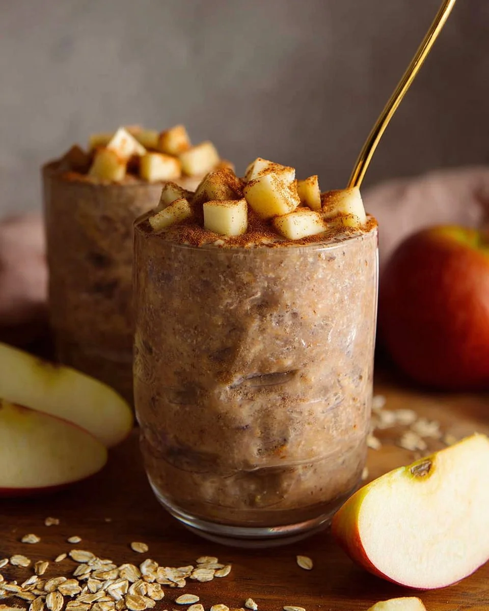 Cinnamon apple overnight oats recipe with creamy texture and protein.