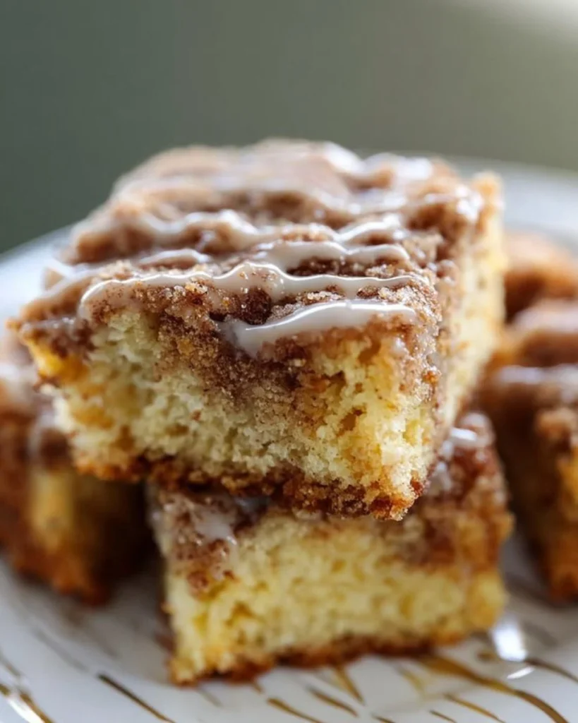 Delicious Cinnamon Streusel Coffee Cake ready to serve on a table.