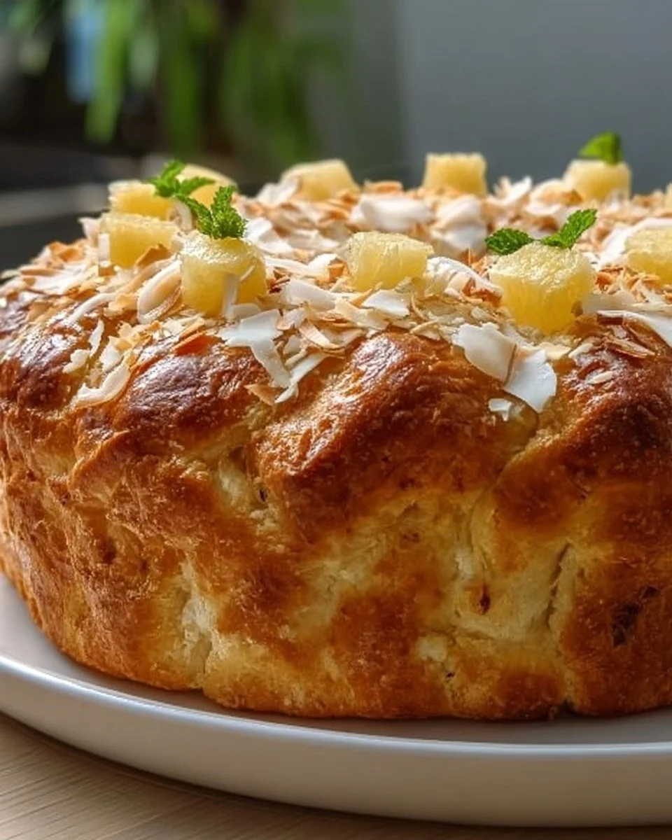 Delicious Coconut Pineapple Sweet Bread fresh out of the oven.