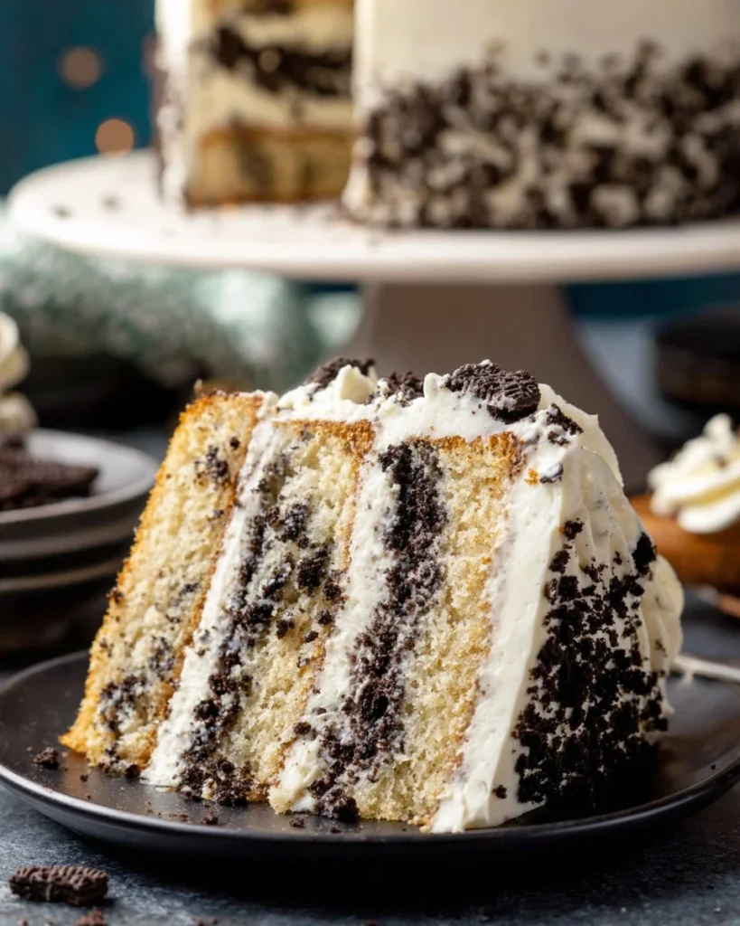 Delicious Cookies and Cream Layer Cake with a high-protein, guilt-free recipe.