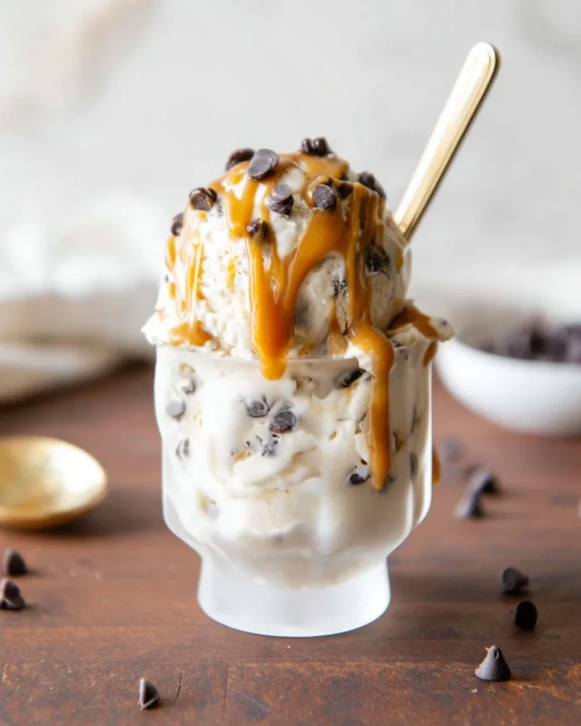 Smooth and creamy cottage cheese ice cream served in a bowl with fresh fruit