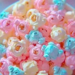 Delicious cotton candy popcorn in colorful pastel hues