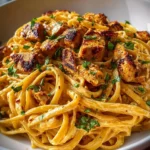 Delicious Cowboy Butter Chicken Linguine served in a bowl