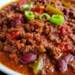 Bowl of cozy crockpot chili, spicy and savory, perfect for a warm meal.