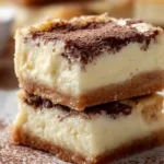 Delicious crescent cheesecake bars topped with fruit and served on a plate.