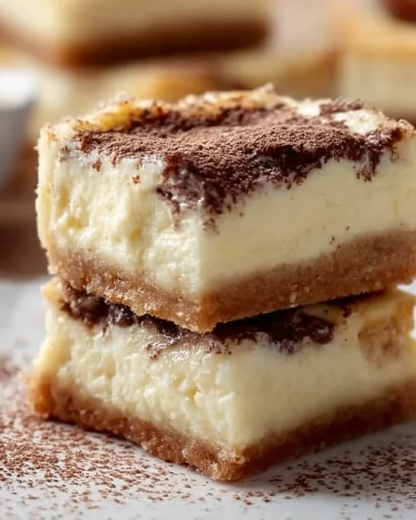 Delicious crescent cheesecake bars topped with fruit and served on a plate.