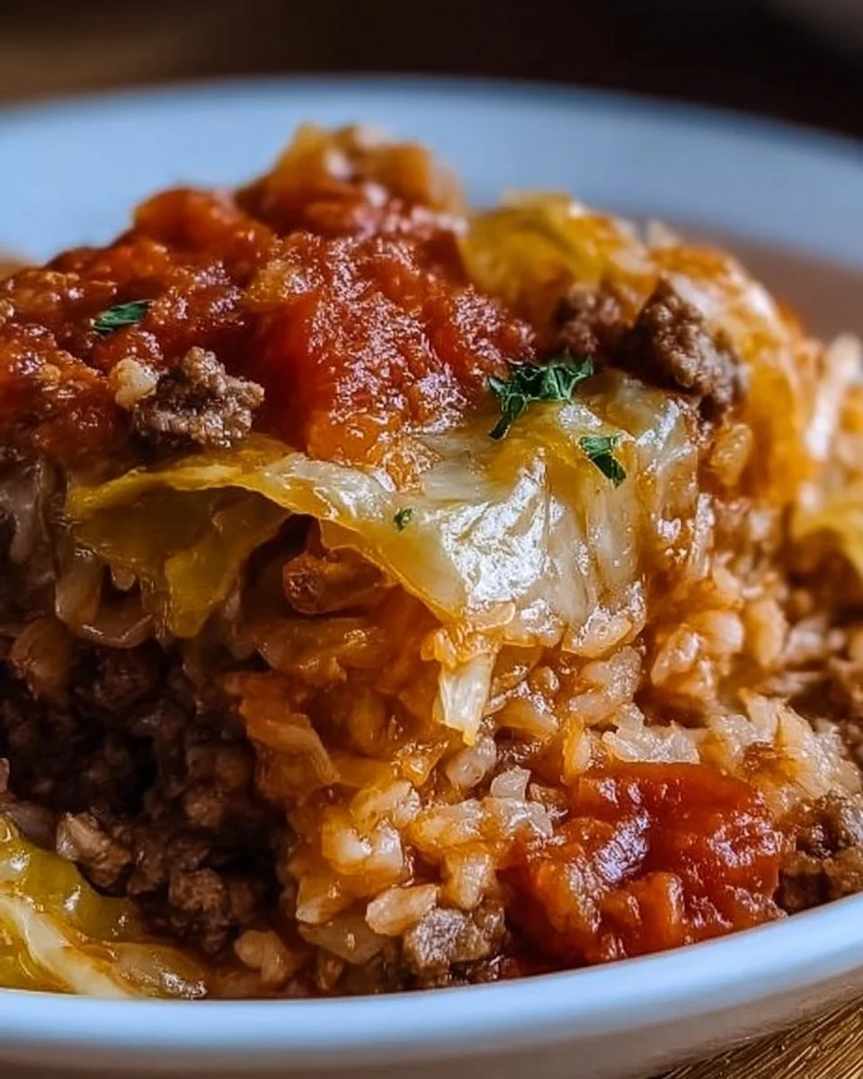 Delicious Crockpot cabbage roll casserole served in a bowl