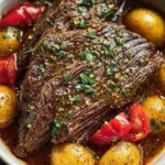 Delicious Crockpot Mississippi Pot Roast served with vegetables.