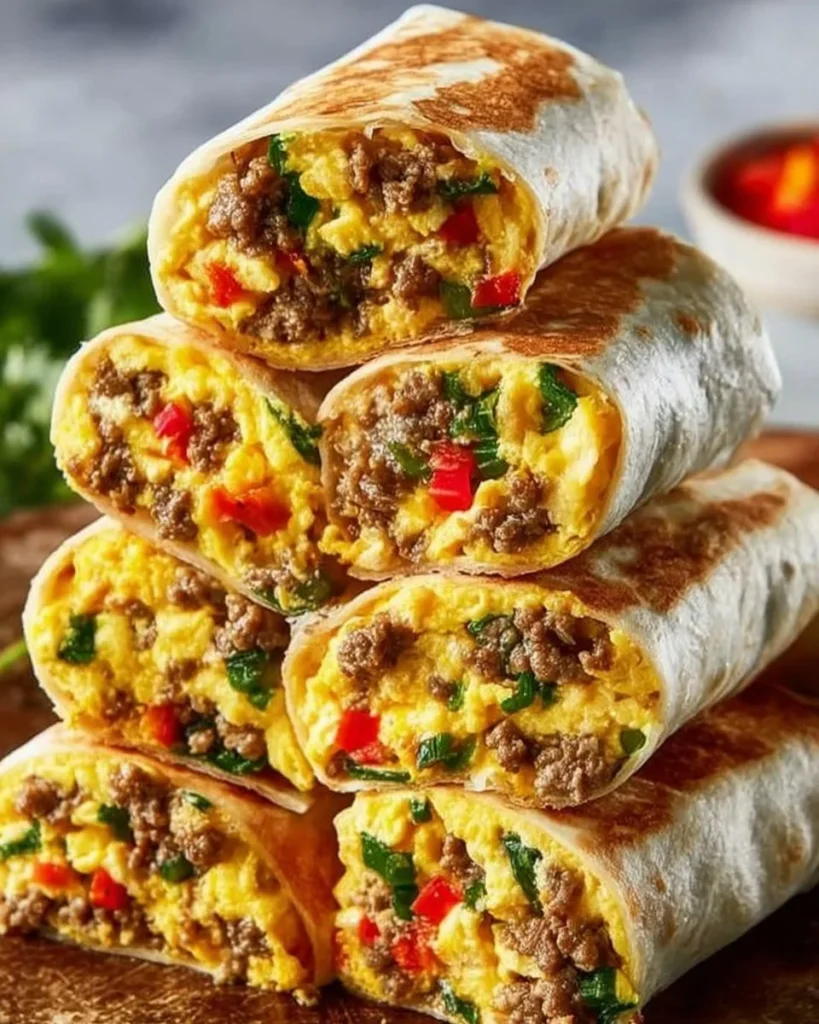 Healthy breakfast burritos filled with high protein and low carb ingredients