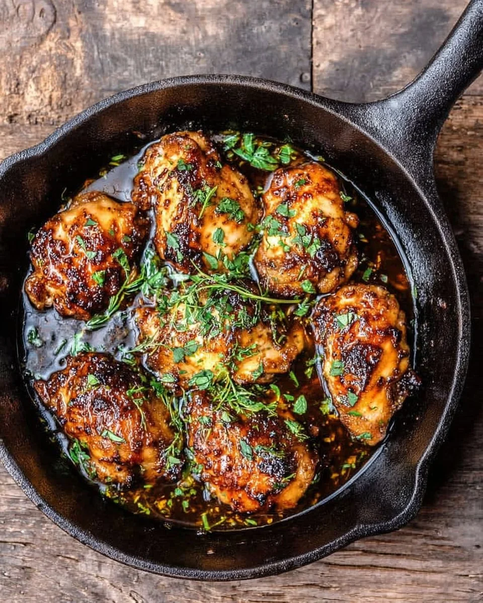 Delicious easy balsamic chicken recipe with herbs and glaze