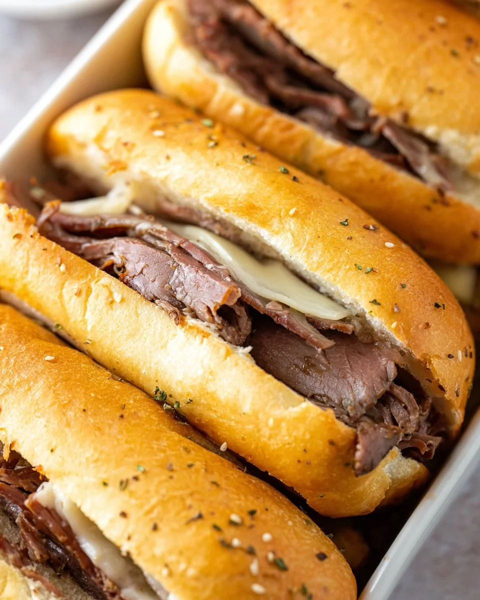 Healthy French dip sandwich with tender beef and dipping broth, perfect for families.