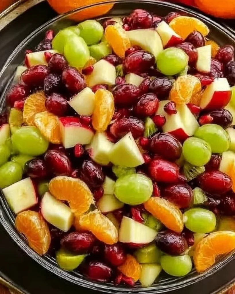 Colorful fall fruit salad recipe with seasonal fruits for a healthy treat.