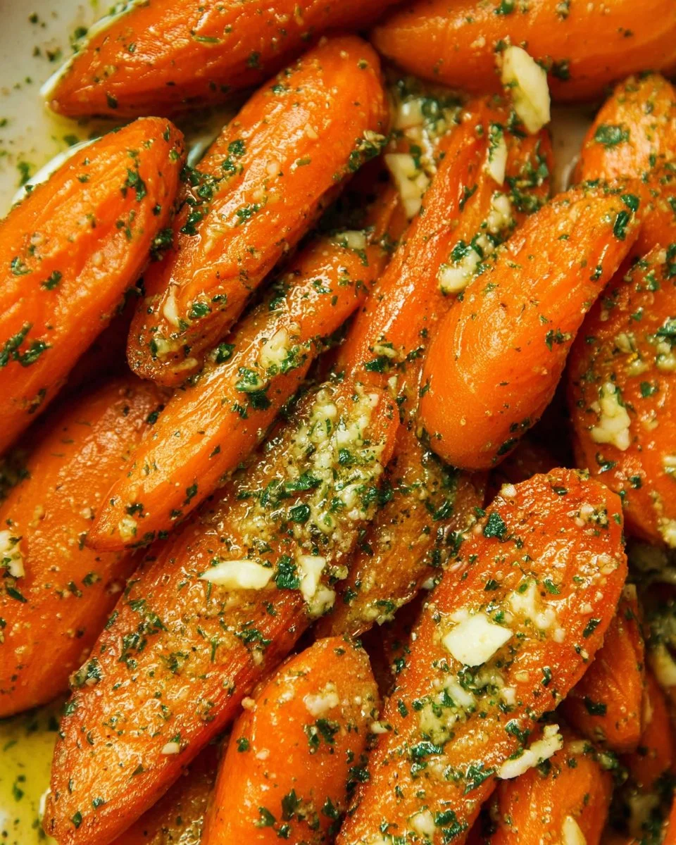 Garlic Butter Chantenay Carrots cooked with fresh herbs and rich flavor