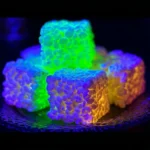 Colorful Glow in the Dark Rice Krispies Treats displayed on a festive table