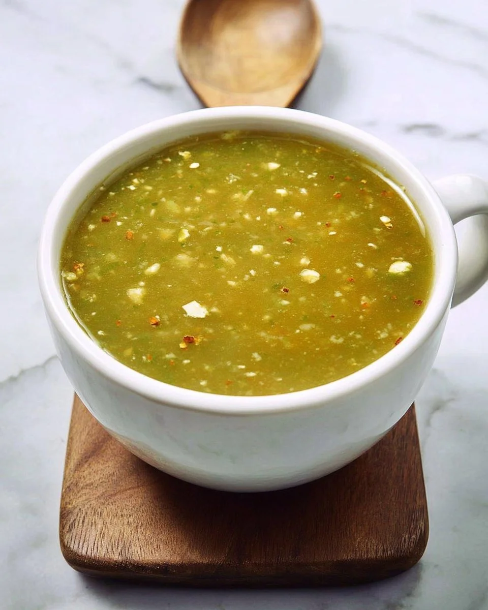 Homemade green enchilada sauce served in a bowl with cilantro garnish
