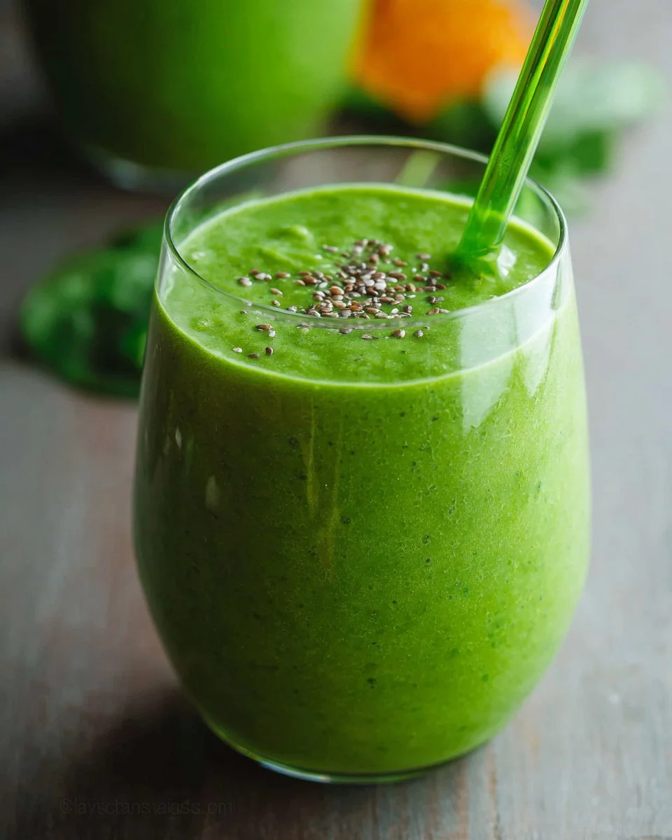 A creamy green smoothie made with fresh fruits and vegetables for a nutritious boost
