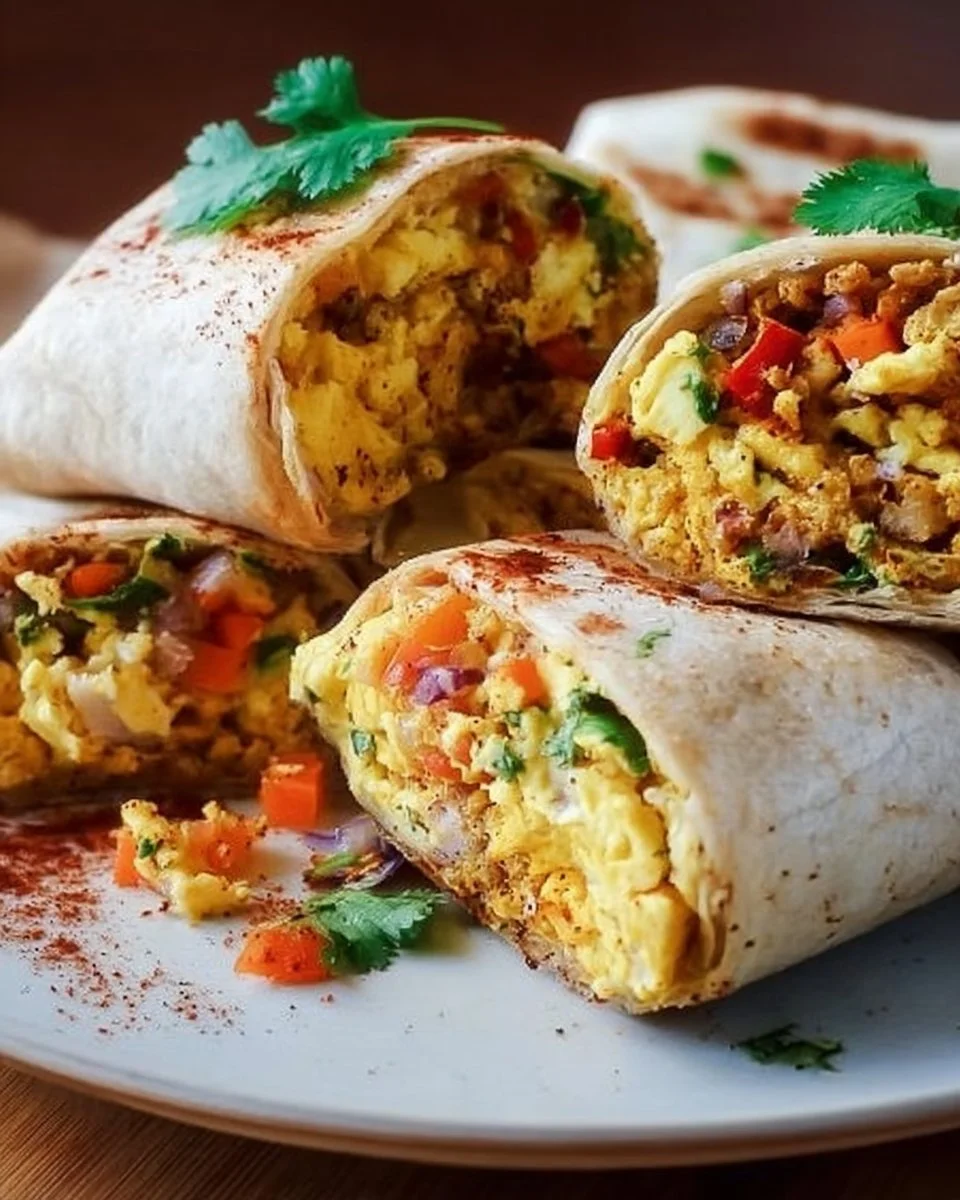 High protein sheet pan breakfast burritos on a cutting board