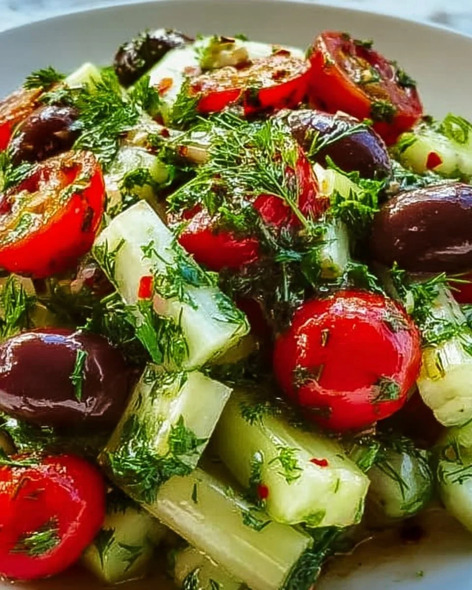 Mediterranean celery salad with protein-rich ingredients and fresh vegetables.