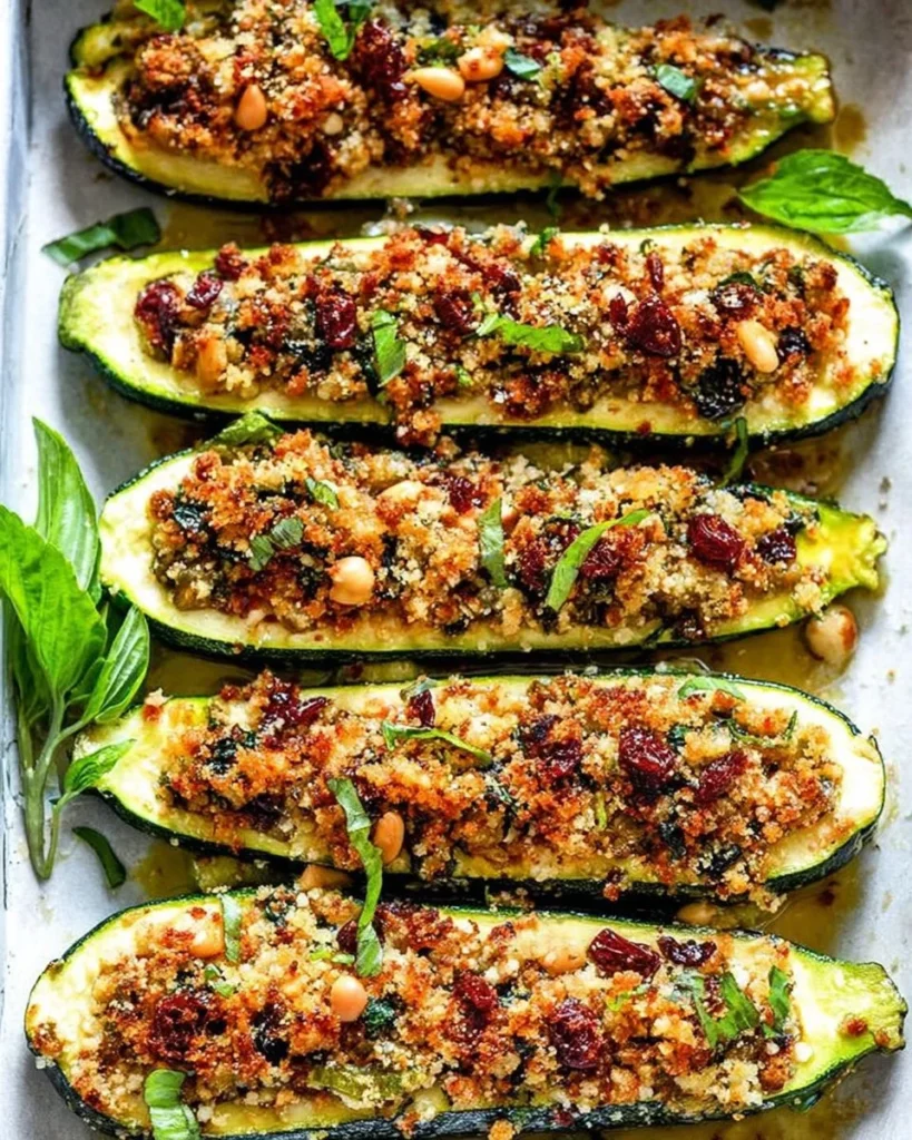 Mediterranean zucchini boats filled with protein-rich ingredients