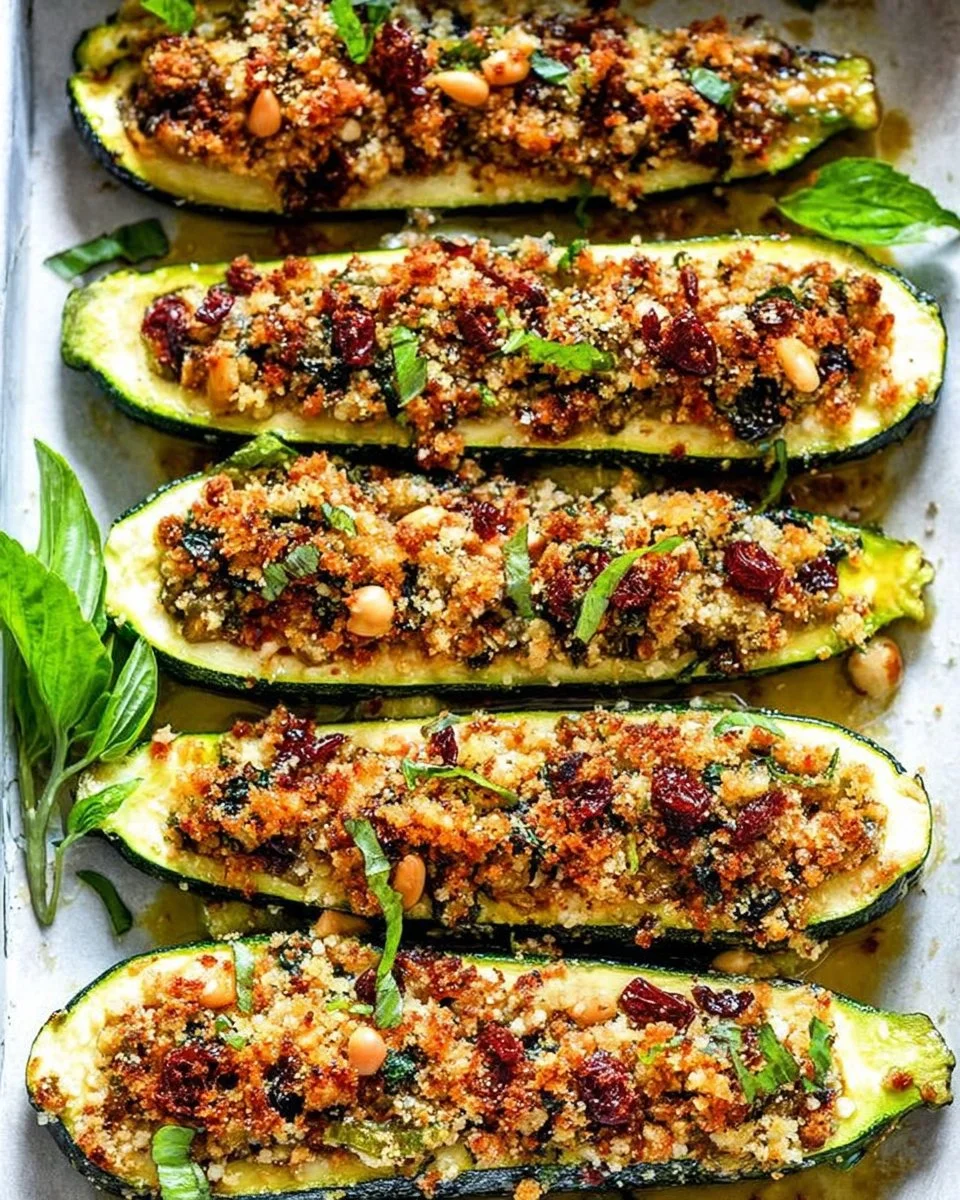Mediterranean zucchini boats filled with protein-rich ingredients