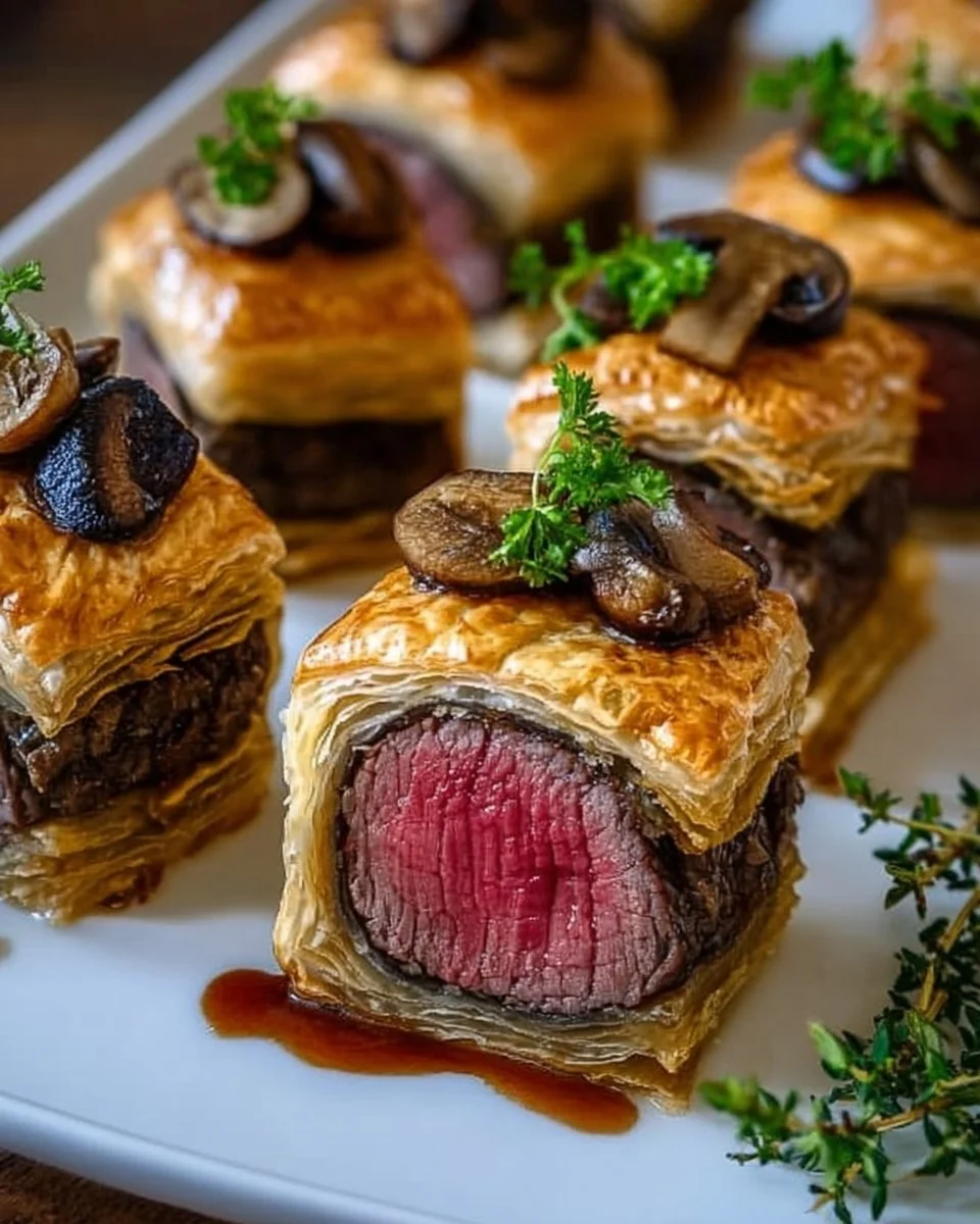 Delicious mini beef Wellington bites served on a platter