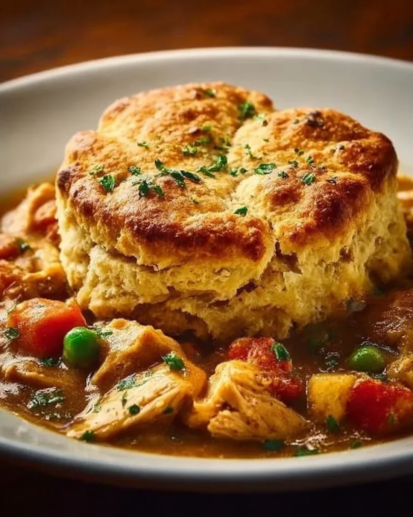 Delicious Red Lobster Biscuit Chicken Pot Pie fresh from the oven