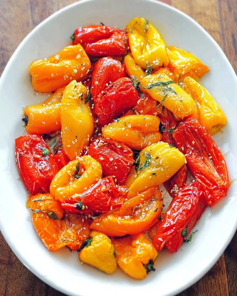 Colorful roasted mini peppers served as a healthy snack