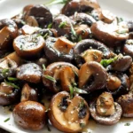 Deliciously roasted mushrooms with butter and garlic served as a heart-healthy dish