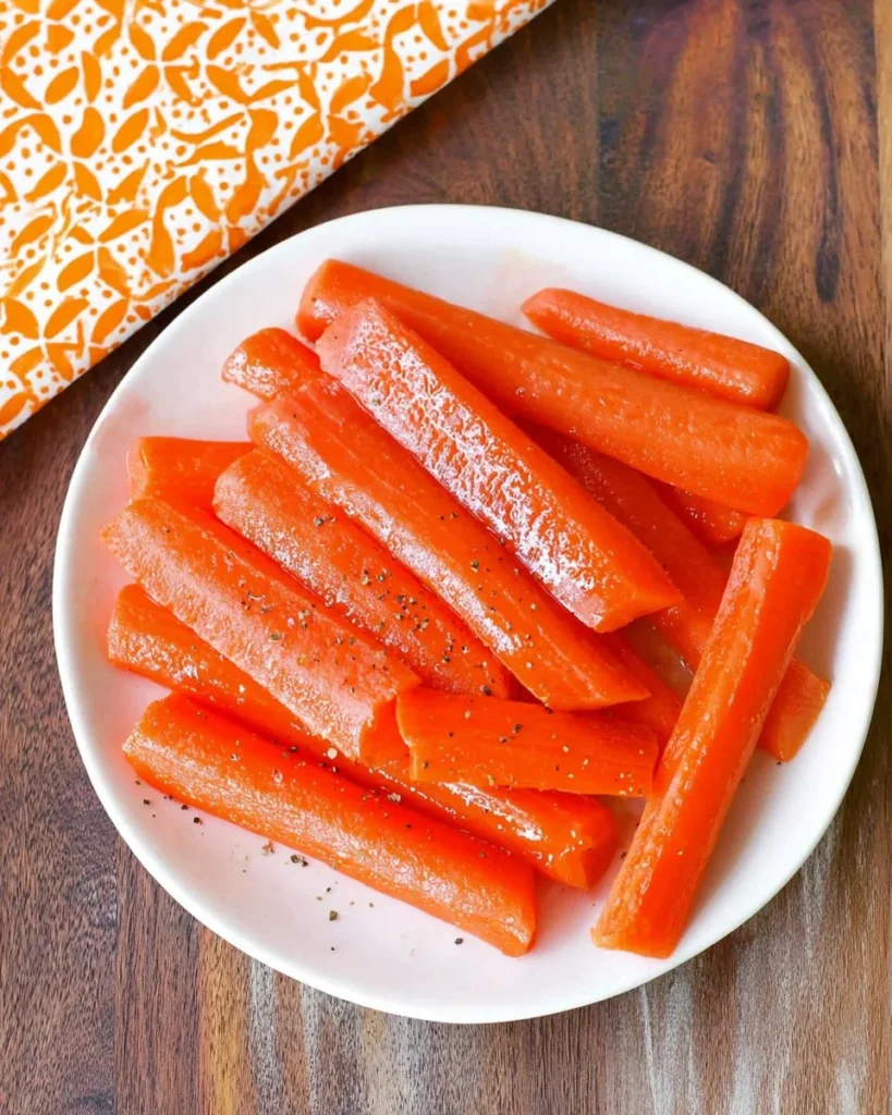 Bowl of simple steamed carrots garnished with herbs