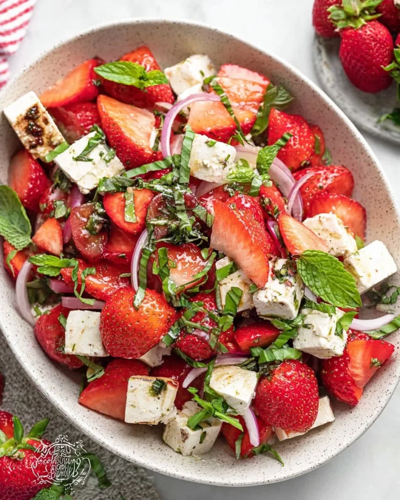 Delicious strawberry feta salad with fresh ingredients and creamy dressing.