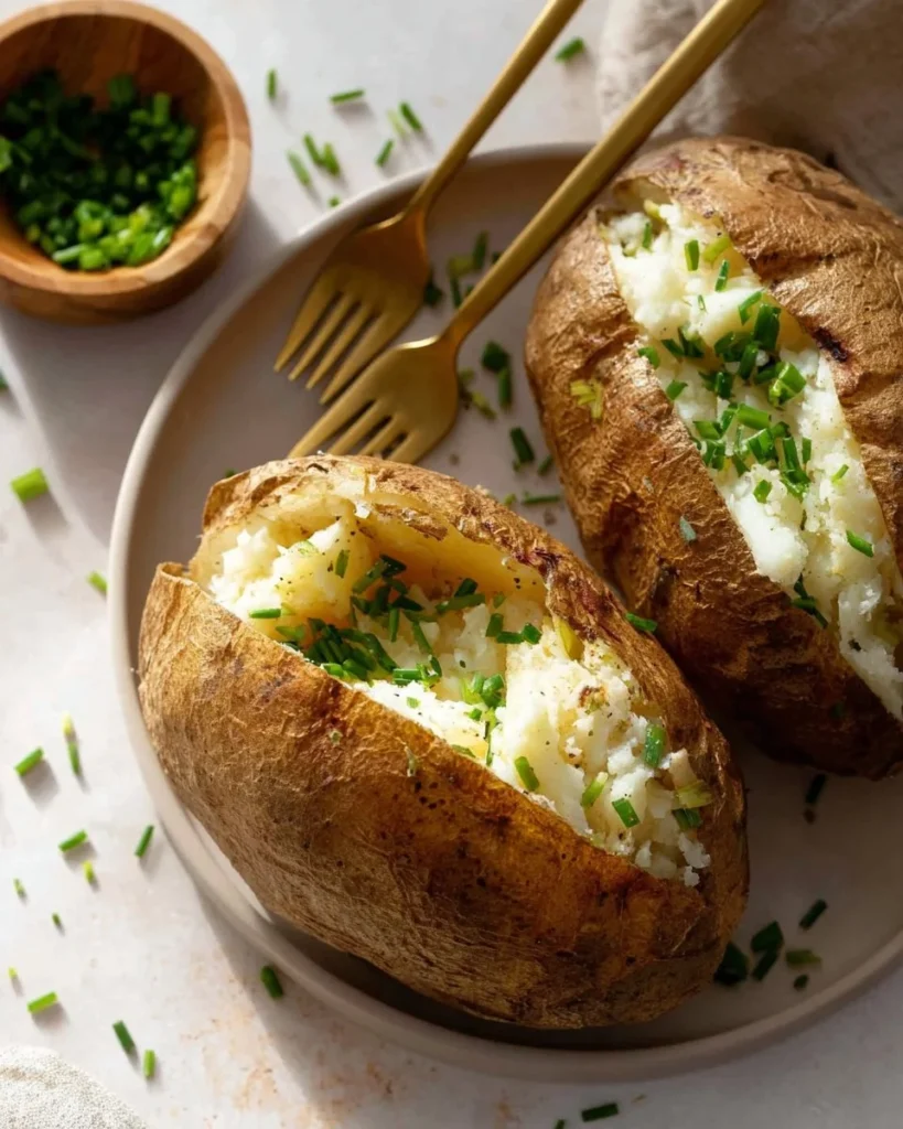 Deliciously creamy baked potato served with heart-healthy toppings