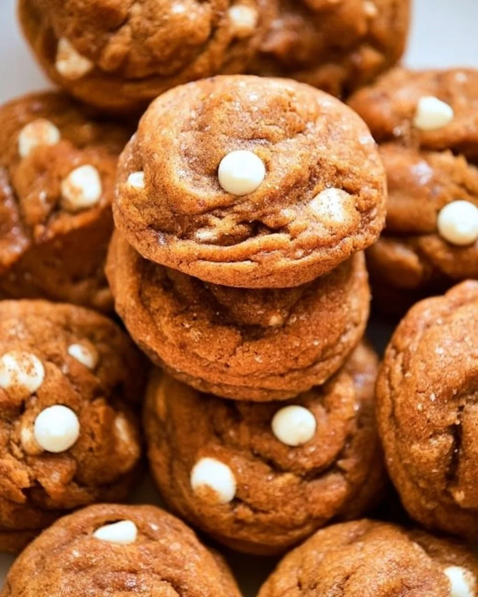 Delicious white chocolate pumpkin snickerdoodles on a wooden table