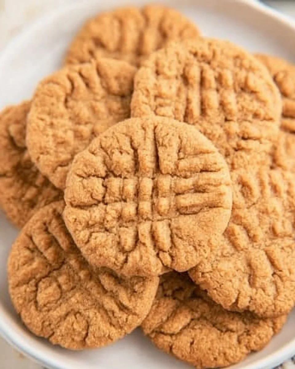 Delicious homemade 3-ingredient peanut butter cookies on a baking sheet