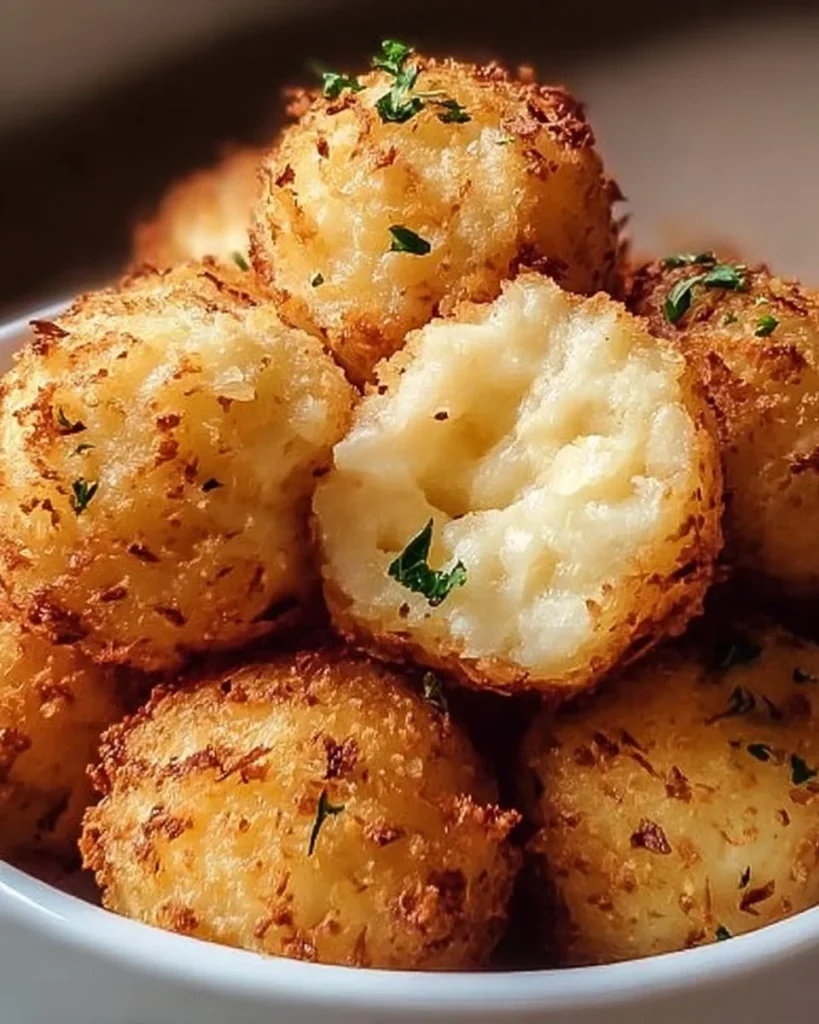 Delicious Air Fryer cheesy mashed potato balls ready to serve
