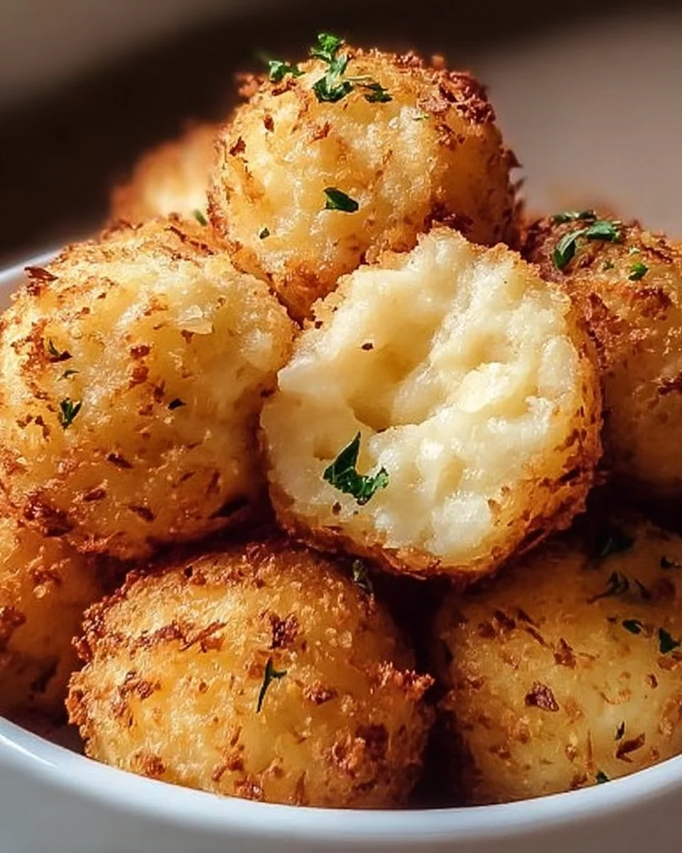 Delicious Air Fryer cheesy mashed potato balls ready to serve