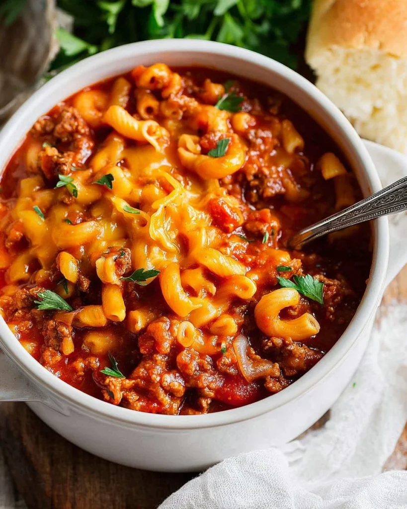 Healthy American Goulash recipe for busy families, high-protein comfort food.