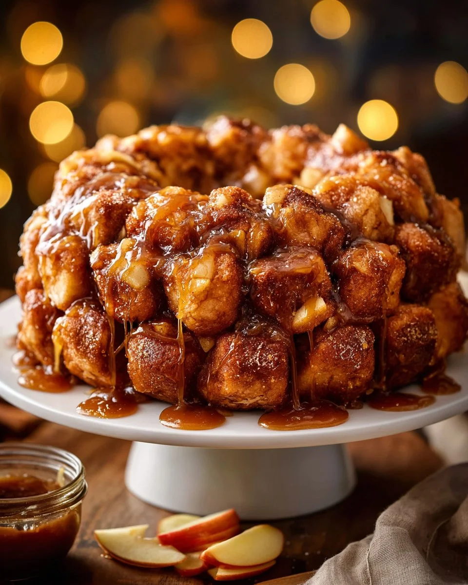 Delicious Apple Monkey Bread with gooey caramel and cinnamon sugar