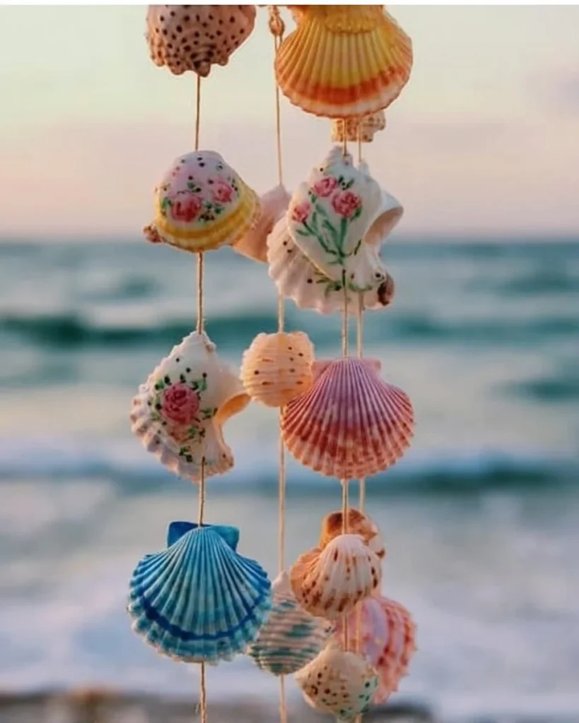 Beautiful art created from various sea shells showcasing natural creativity.