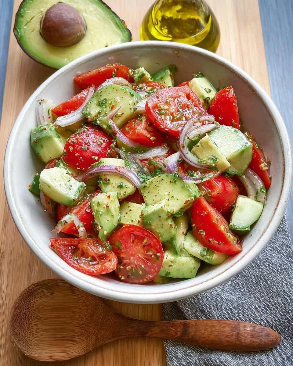 Delicious avocado tomato salad with fresh ingredients and vibrant colors