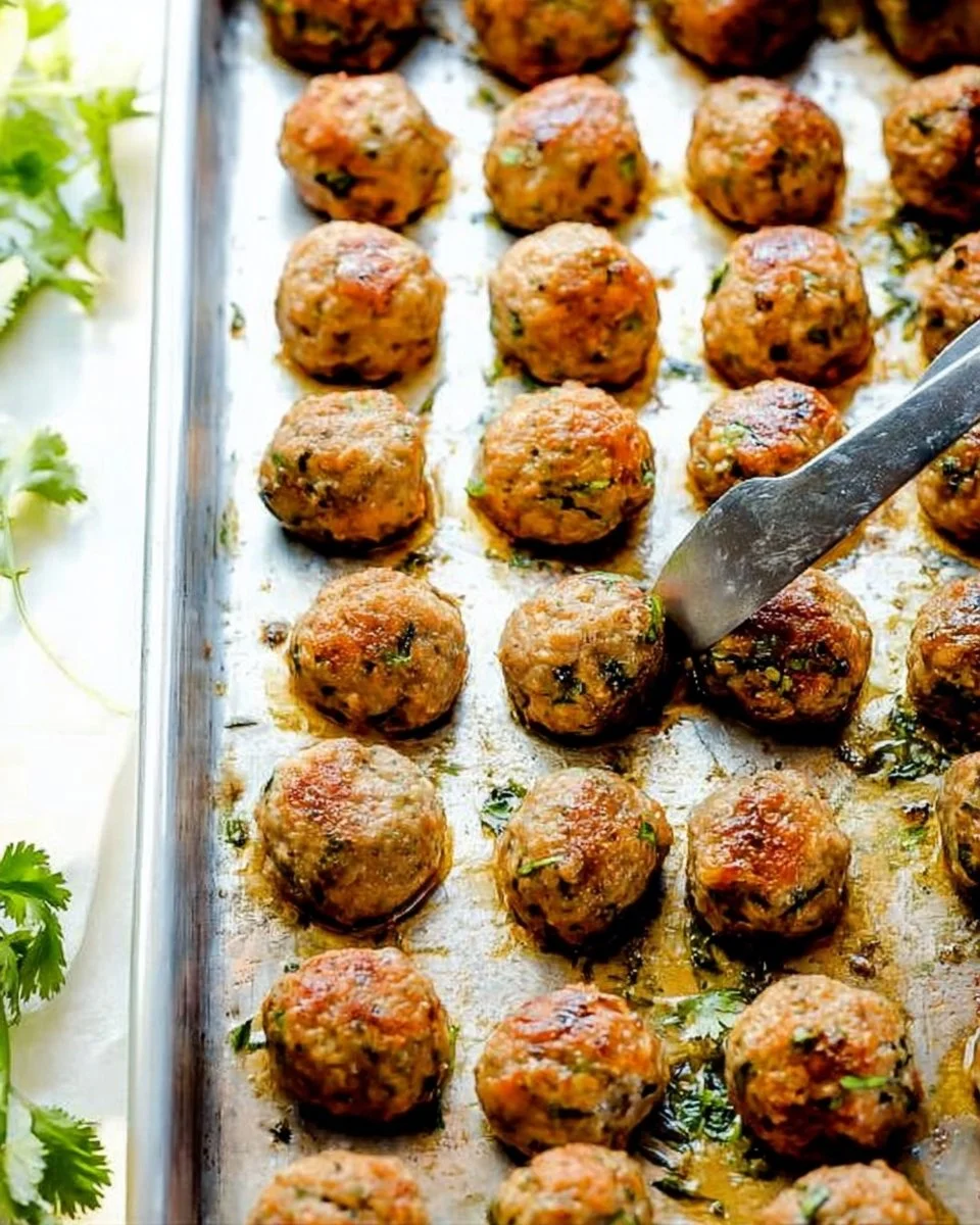 Baked Thai Turkey Meatballs served with a flavorful dipping sauce