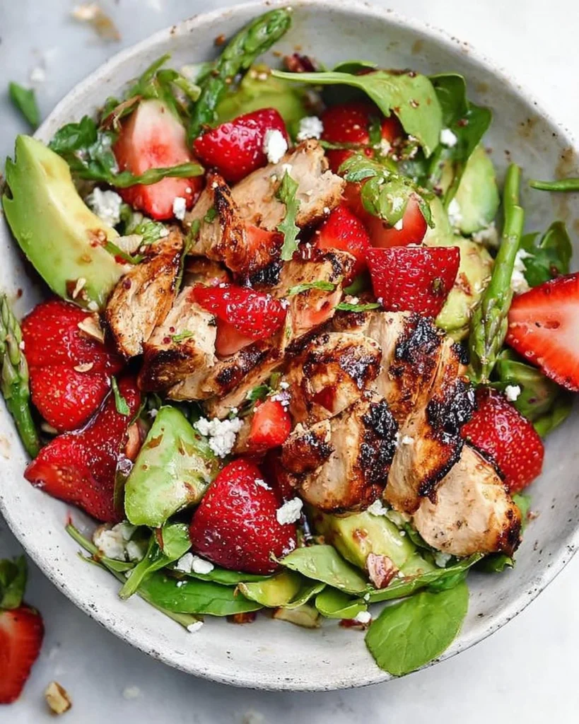Balsamic Strawberry Chicken Salad with fresh ingredients and vibrant colors