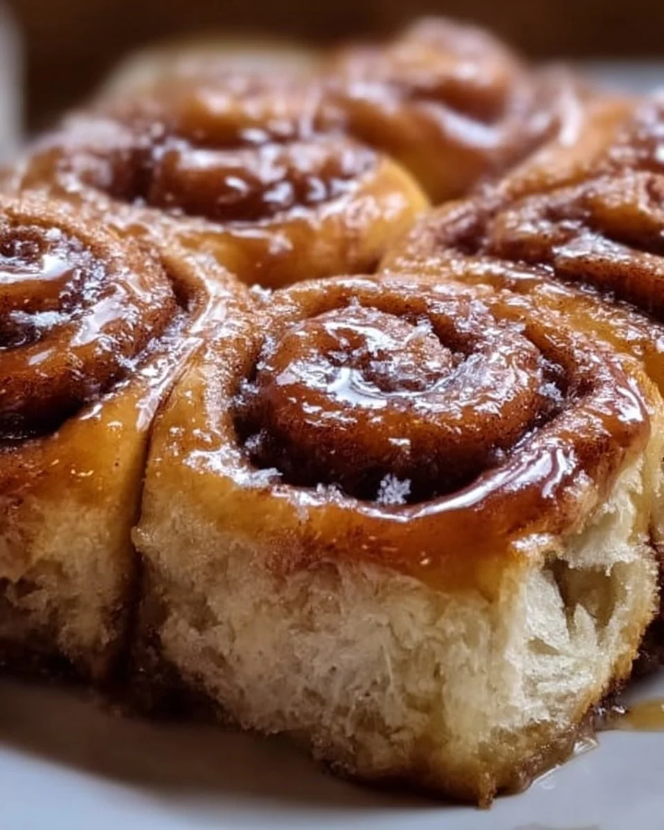 Homemade banana bread cinnamon rolls topped with frosting.