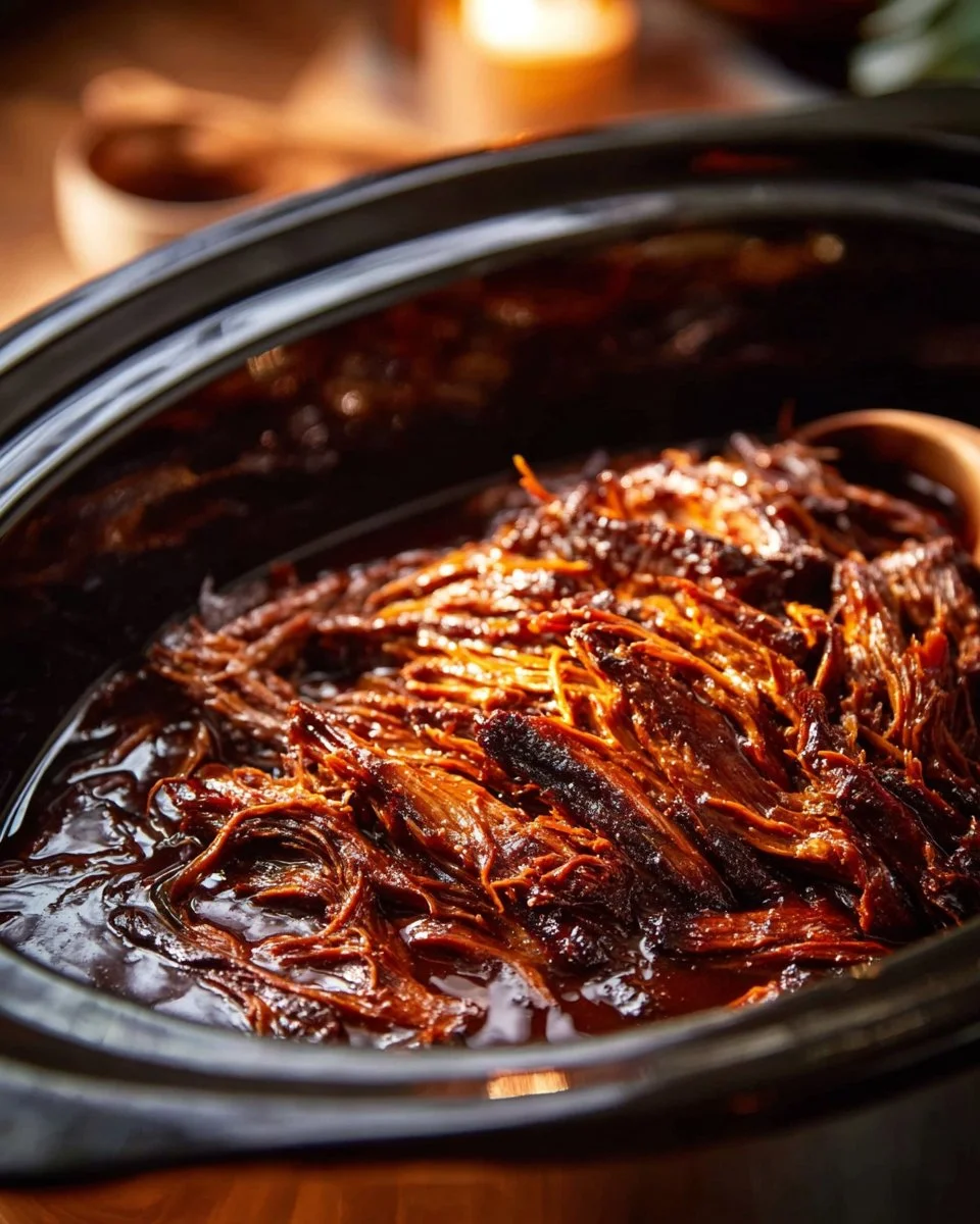BBQ brisket slice on a wooden board with herbs and spices.