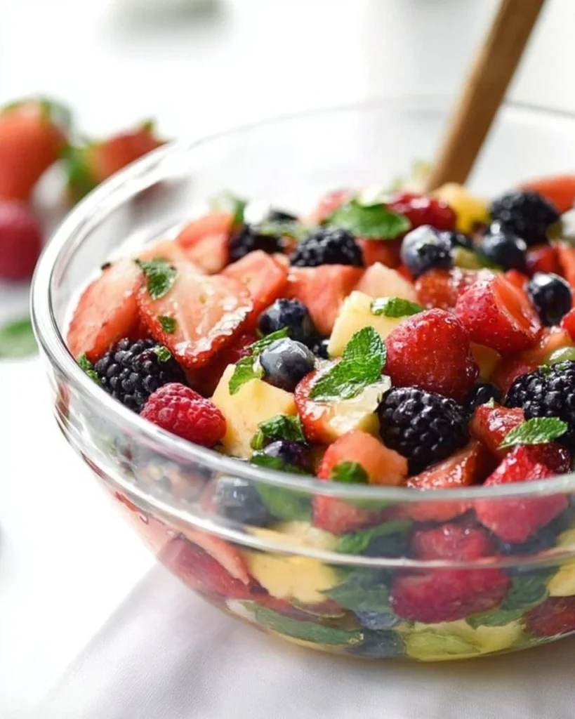 Berry Delicious Fruit Salad with mixed berries and fresh fruit