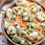 Creamy Broccoli Cauliflower Salad packed with protein, perfect for meal prep